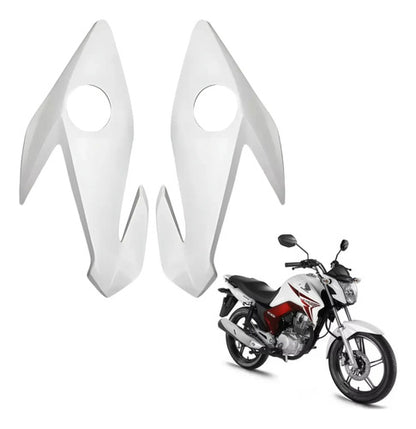 Par de Carenagens Laterais do Farol Paramotos Honda Cg 160 Titan 2022 a 2024 Branco Perolizado