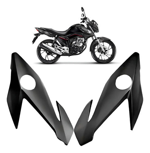 Par de Carenagens Laterais do Farol Paramotos Honda Cg 160 Titan Fan 2024 Preto Fosco