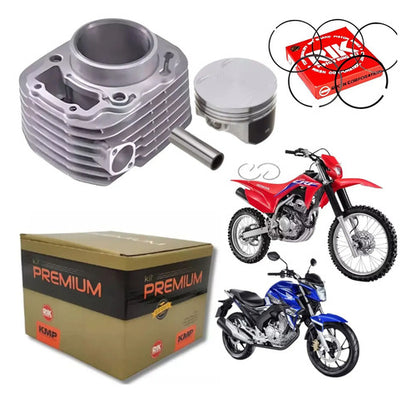Kit Cilindro Pistão e Anéis KMP Premium Honda Cb 250f Twister 2016 a 2022 Crf 250f 2019 a 2023