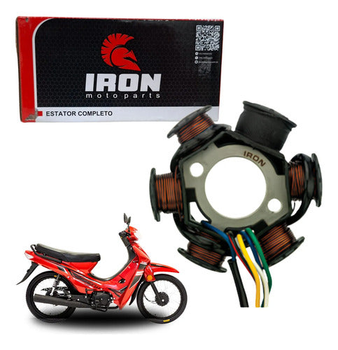 Magneto Estator com Bobina de Pulso Iron Shineray Xy 50q 2010 a 2012 6 Bobinas