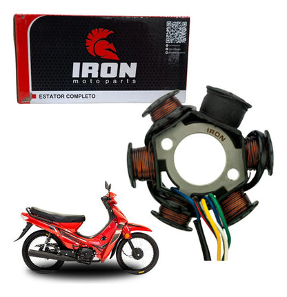 Magneto Estator com Bobina de Pulso Iron Shineray Xy 50q 2010 a 2012 6 Bobinas