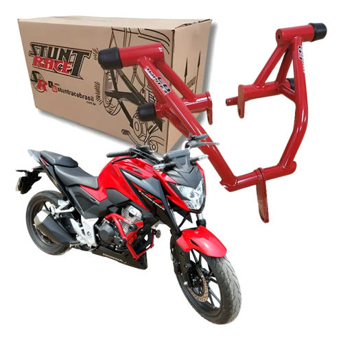 Protetor de Motor Stunt Race Street Cage Honda Cb 300f Twister 2023 a 2025 Vermelho