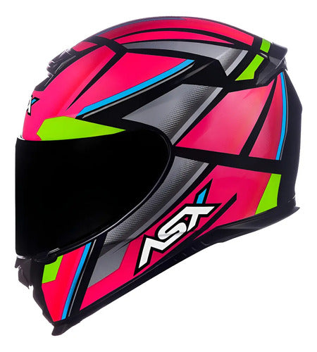 Capacete ASX Eagle Explorer Preto Rosa Prata Brilhante
