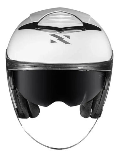 Capacete Aberto Norisk City Solid com Óculos Solar Interno Branco Brilhante