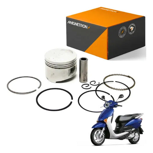 Kit Pistão com Anéis Magnetron Honda Lead 110 2010 a 2015 0,75 mm