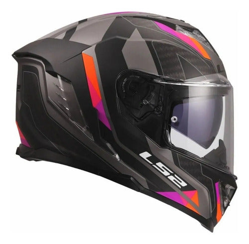 Capacete LS2 FF818 Storm III Sporty com Óculos Solar Interno Cinza Roxo Fosco
