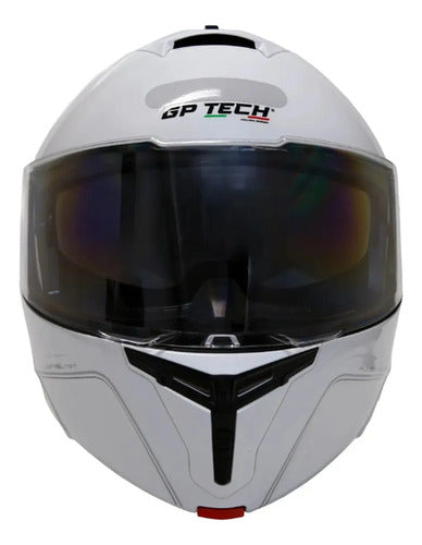 Capacete Escamoteável GP Tech A128 SV Pulse Solid com Óculos Solar Branco Brilhante Tamanho 60