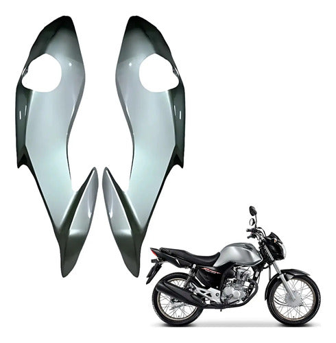 Par de Carenagens Laterais do Farol Paramotos Honda Cg 160 Fan Start 2022 Prata Ibiúna