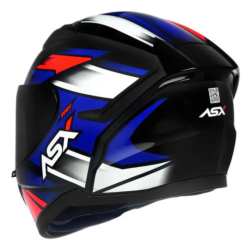 Capacete ASX City Start Preto Vermelho Azul Brilhante