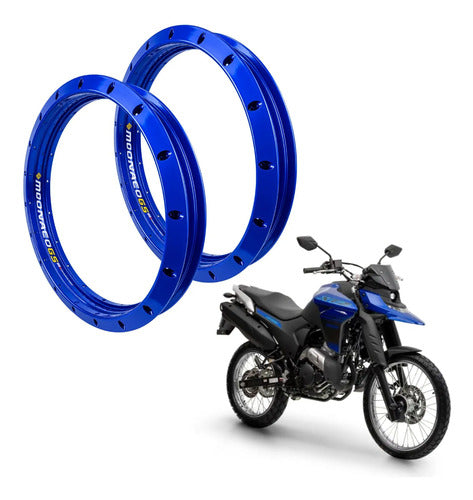 Par de Aros de Roda GS Monaco Yamaha Lander 250 2018 a 2026 1.85x21 e 2.15x18 Azul