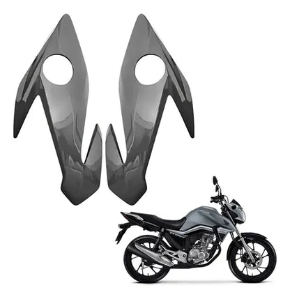 Par de Carenagens Laterais do Farol Paramotos Honda Cg 160 Titan Fan 2022 a 2024 Cinza Tornado