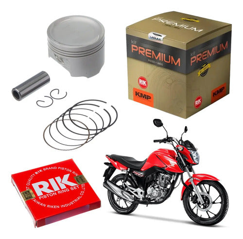 Kit Pistão com Anéis KMP Honda Cg 160 Titan Fan Start Cargo 2016 a 2025 Bros 160 2015 a 2025 STD