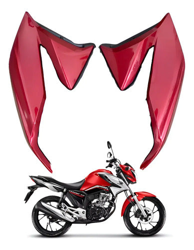 Par de Aletas Abas do Tanque Paramotos Honda Cg 160 Titan 2022 a 2024 Vermelho Perolizado