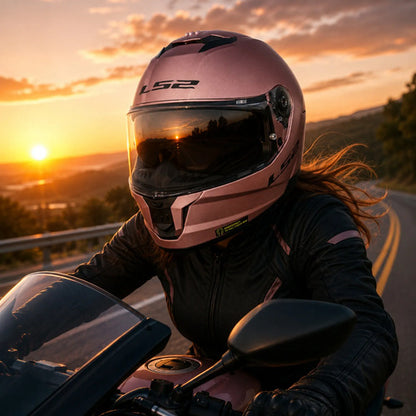 Capacete LS2 FF808 Stream II Solid com Óculos Solar Interno Rosa Metálico Fosco Tamanho 58/M