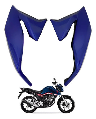 Par de Aletas Abas do Tanque Paramotos Honda Cg 160 Titan 2022 a 2024 Azul Cruzeiro