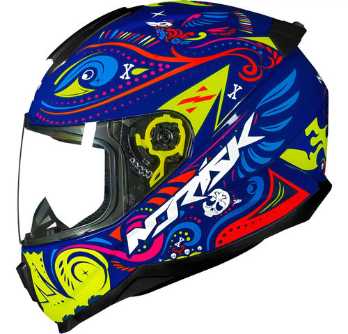 Capacete Norisk Razor Circus Azul Amarelo Brilhante Tamanho 62/XL