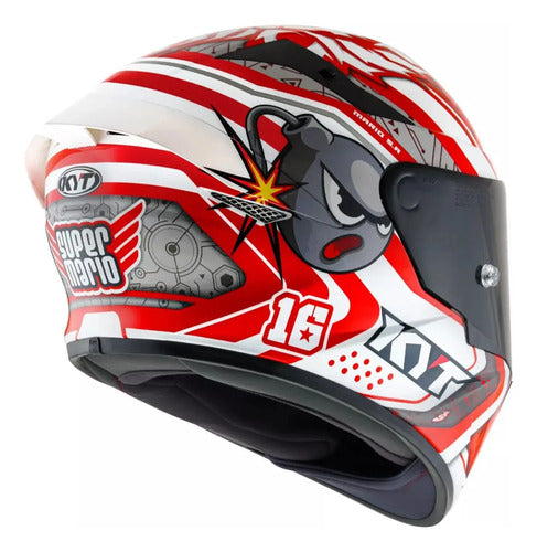 Capacete KYT TT-Course Super Mario Branco Vermelho Brilhante