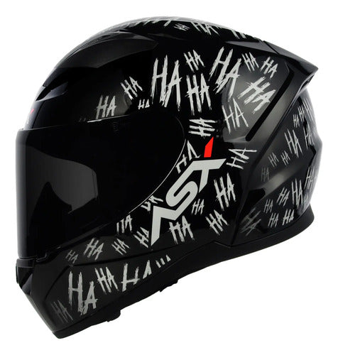 Capacete ASX City Fun Preto Branco Brilhante