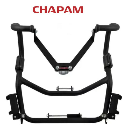 Protetor de Motor com Pedaleira Chapam Honda Bros 160 2016 a 2024 Preto Fosco