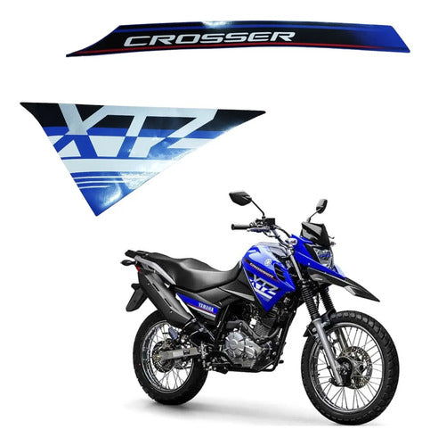 Kit Adesivos da Tomada de Ar Esquerda Yamaha Crosser 150 2021 a 2022 Azul