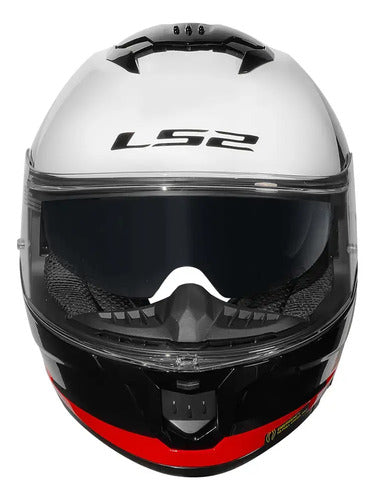 Capacete LS2 FF808 Stream II Thunderbiz com Óculos Solar Interno Preto Vermelho