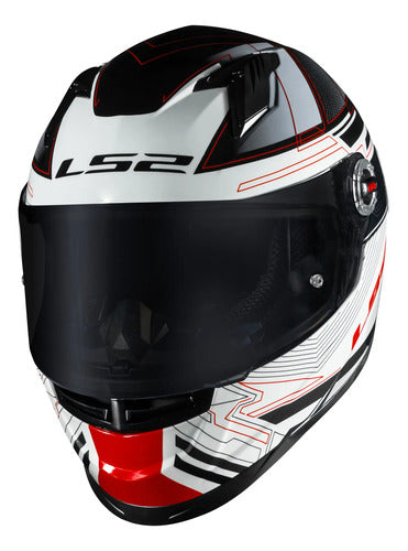 Capacete LS2 FF358 S Digital com Spoiler Preto Branco Vermelho Brilhante