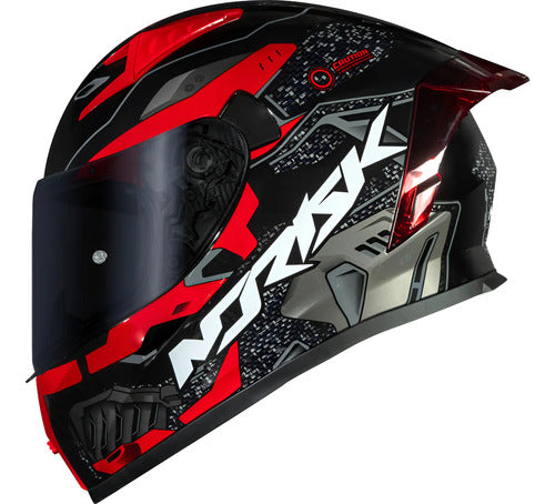 Capacete Norisk Flow Robot com 2 Viseiras e Spoiler Preto Vermelho Tamanho 56/S