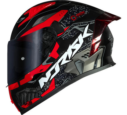 Capacete Norisk Flow Robot com 2 Viseiras e Spoiler Preto Vermelho Tamanho 56/S