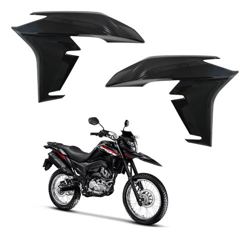 Par de Guias de Ar Abas do Tanque Paramotos Honda Bros 160 2022 a 2024 Preto Brilhante