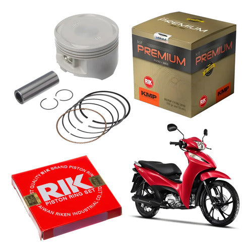 Kit Pistão com Anéis KMP Premium Honda Biz 125 2016 a 2024 0,25 mm