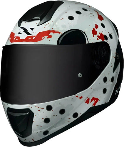 Capacete Norisk Razor Jason Mask Cinza Brilhante