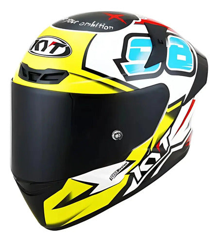 Capacete KYT TT-Course 98 Bomb Branco Amarelo Preto Brilhante
