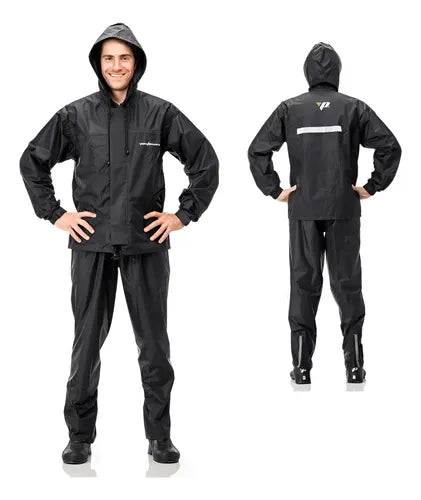 Capa de Chuva Conjunto Pantaneiro Nylon com Capuz Preto