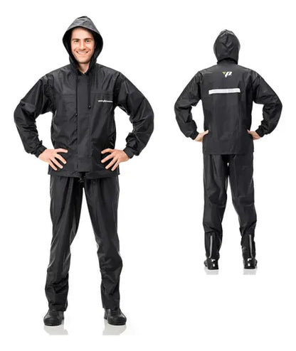 Capa de Chuva Conjunto Pantaneiro Nylon com Capuz Preto