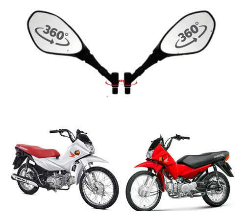 Par de Espelhos Retrovisores GVS RVG Giro 360 Universal Rosca Honda