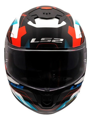 Capacete LS2 FF808 Stream II Mika com Óculos Solar Interno Branco Azul Vermelho