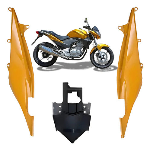Kit Rabeta Lateral Completa Paramotos Honda Cb 300r 2009 a 2011 Amarelo Perolizado