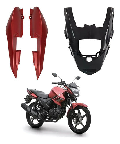 Rabeta Lateral Completa Paramotos Yamaha Fazer 150 2019 a 2022 Vermelho Fosco