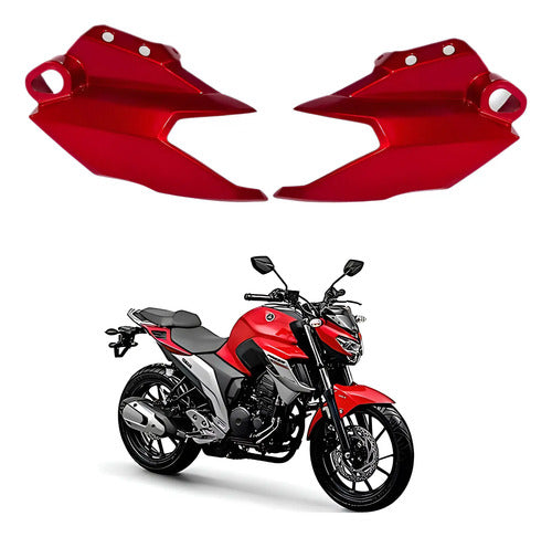 Par de Carenagens Laterais do Farol Paramotos Yamaha Fazer Fz25 250 2018 a 2021 Vermelho Metálico