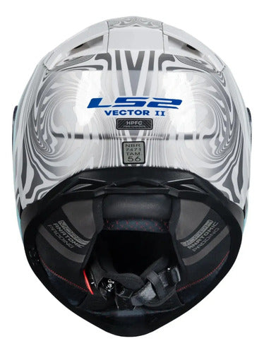 Capacete LS2 FF811 Vector II Freedom com Óculos Solar Interno Branco Prata Brilhante