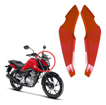 Par de Carenagens Laterais do Farol Paramotos Honda Cg 160 Titan Fan Start 2025 em diante Vermelho