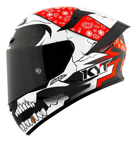 Capacete KYT TT-Course Pirate Preto Branco Vermelho