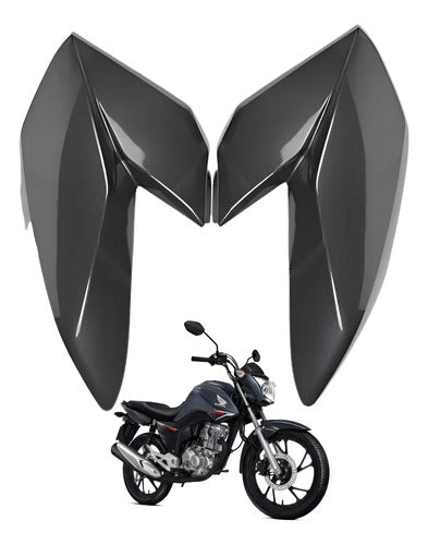 Par de Aletas Abas do Tanque Paramotos Honda Cg 160 Fan Start 2016 a 2021 Cinza Una
