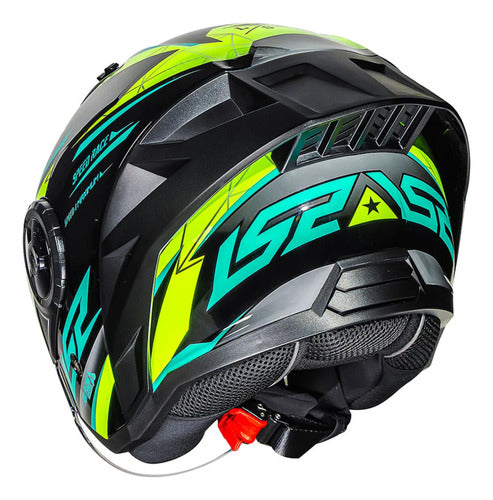 Capacete Aberto LS2 OF616 Airflow II Draze com Spoiler Preto Amarelo Verde Brilhante