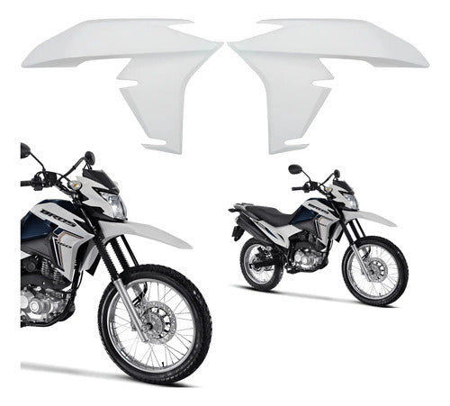 Par de Guias de Ar Abas do Tanque Paramotos Honda Bros 160 2022 a 2024 Branco