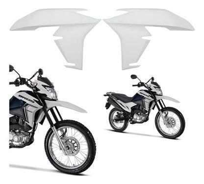 Par de Guias de Ar Abas do Tanque Paramotos Honda Bros 160 2022 a 2024 Branco