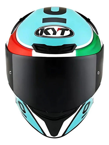 Capacete KYT TT-Course Lorenzo Dalla Porta Leopard Azul Celeste Brilhante