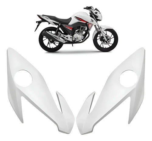 Par de Bananinhas Carenagens Laterais do Farol Paramotos Honda Cg 160 Titan 2022 a 2024 Branco