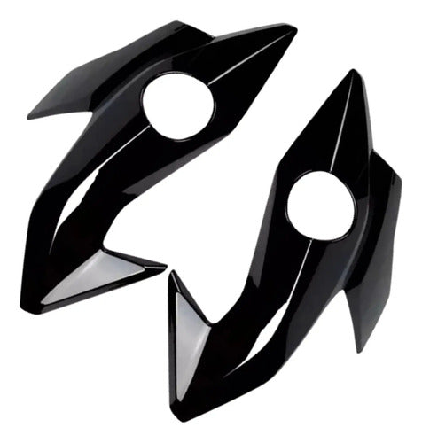 Par de Carenagens Laterais do Farol Paramotos Honda Cg 160 Titan 2016 a 2019 Preto Brilhante