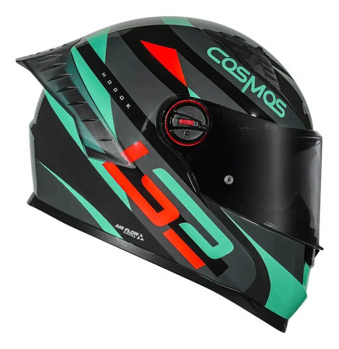 Capacete LS2 FF358 Pro Modok com Spoiler Preto Verde Laranja Brilhante
